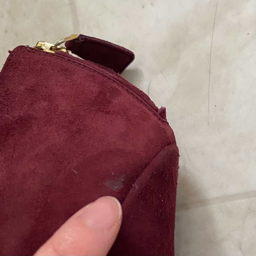 Prada Made in Italy Calzature Donna Oxblood Suede Cutout Platform Heels size 6.5 - Picture 14 of 14